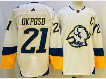 Men%27s Buffalo Sabres #21 Kyle Okposo White 2022 Reverse Retro Authentic Jersey->boston bruins->NHL Jersey